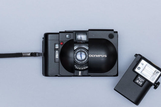 Olympus XA Compact Rangefinder Film Camera with Zuiko 2.8/35mm lens and A11 Flash