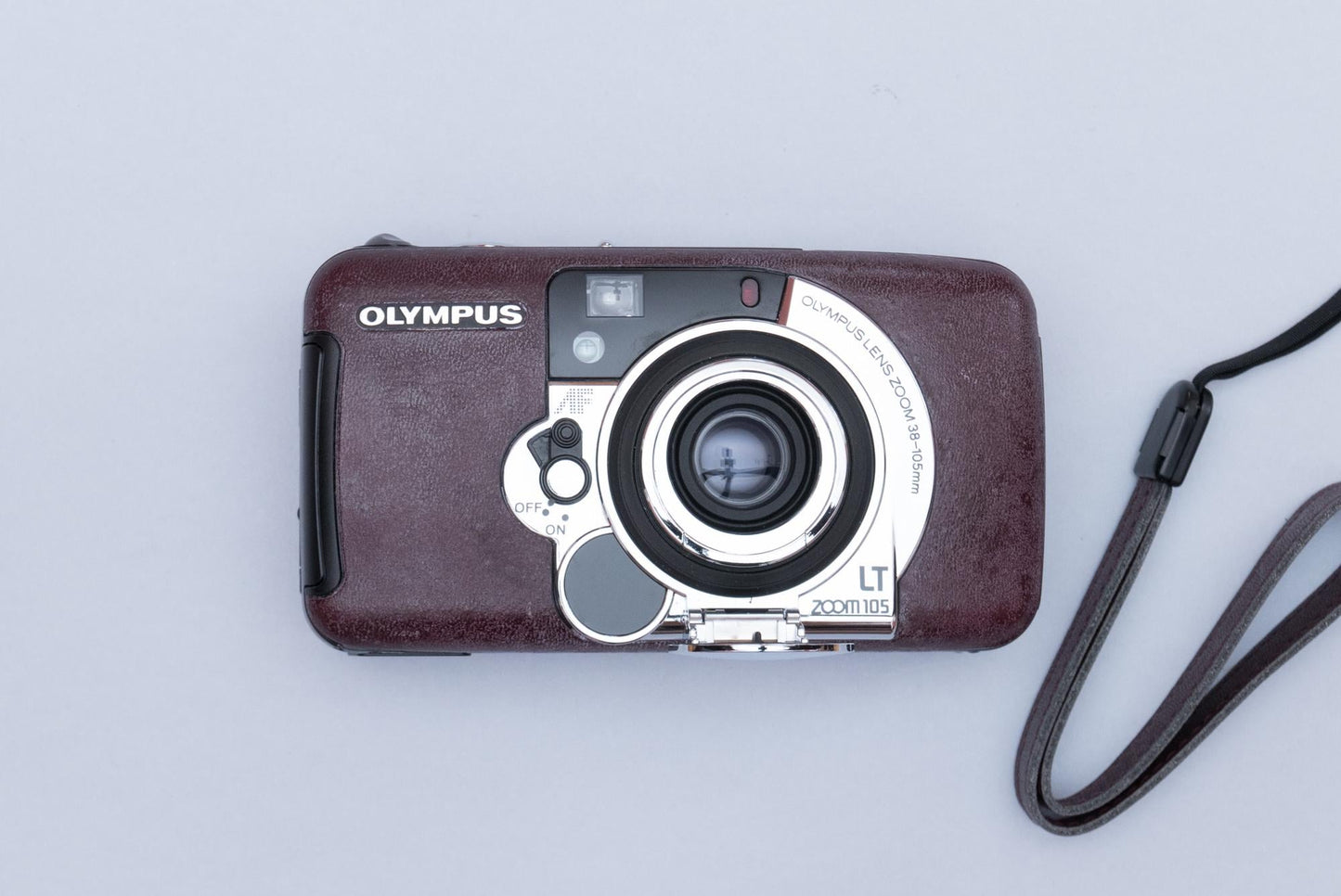 Olympus LT Zoom 105 Compact 35mm Point and Shoot Film Camera Burgundy Leather