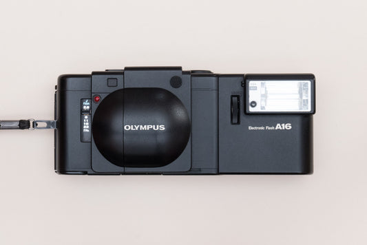 Olympus XA Compact Rangefinder Film Camera with Zuiko 2.8/35mm lens and A16 Flash