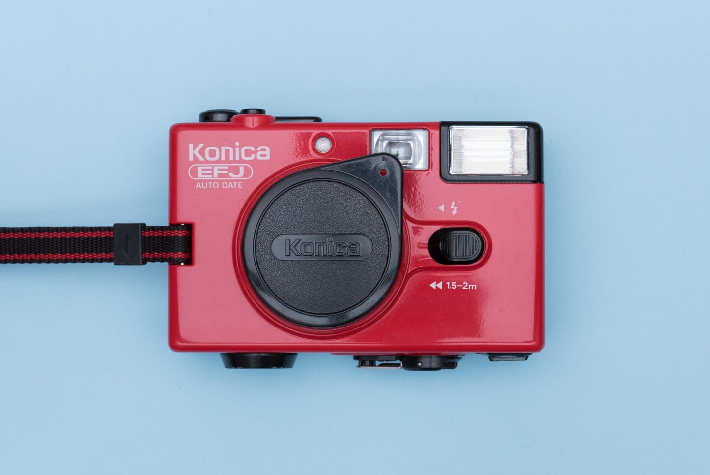 Konica EFJ Auto Date Compact 35mm Point and Shoot Film Camera Red