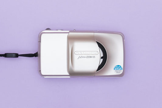 Olympus µ[mju:] Mju Stylus Zoom 105 Compact 35mm Point and Shoot Film Camera Champagne