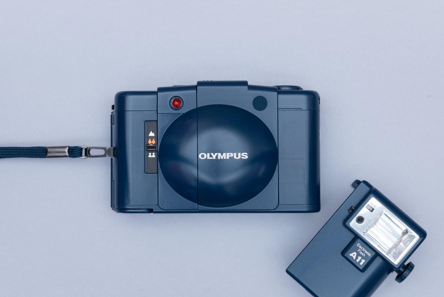 Olympus XA 2 Blue Compact Film Camera with Zuiko 3.5/35mm lens and A11 Flash