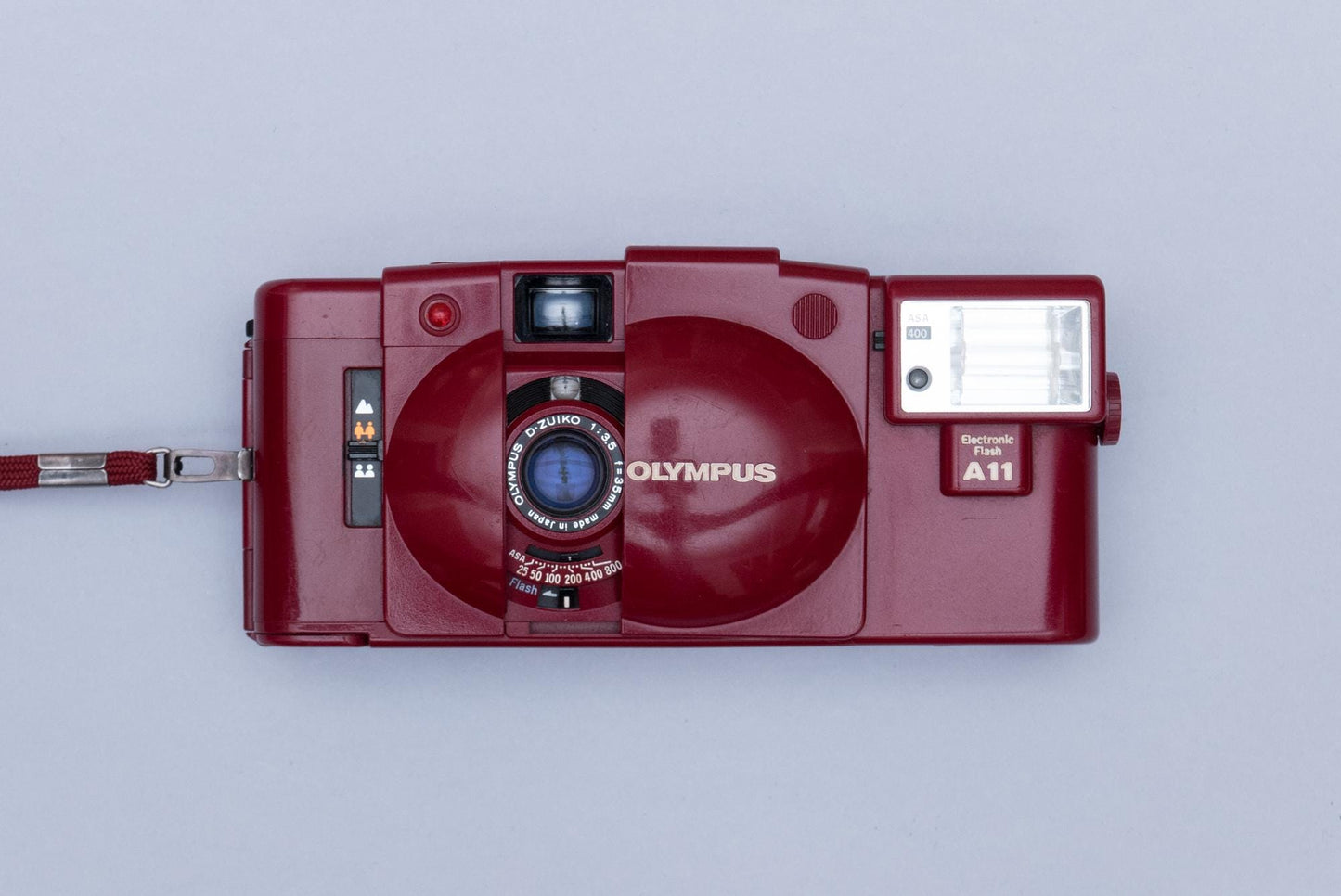 Olympus XA 2 Red Compact Film Camera with Zuiko 3.5/35mm lens and A11 Flash