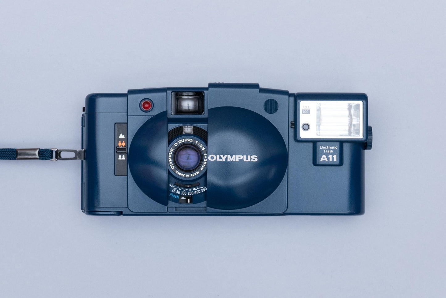 Olympus XA 2 Blue Compact Film Camera with Zuiko 3.5/35mm lens and A11 Flash
