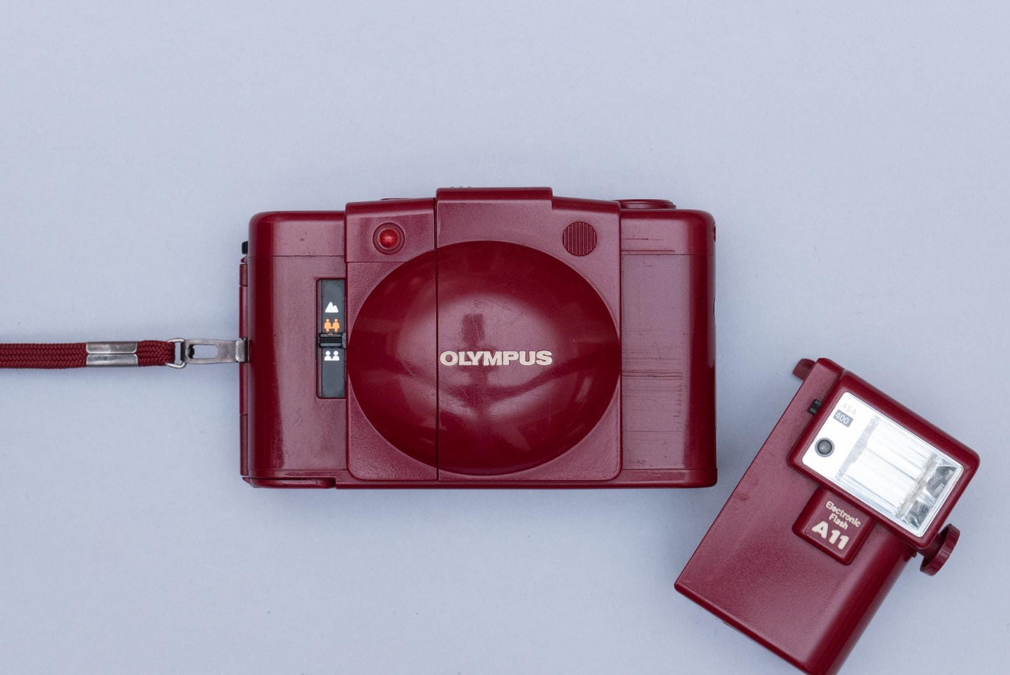 Olympus XA 2 Red Compact Film Camera with Zuiko 3.5/35mm lens and A11 Flash