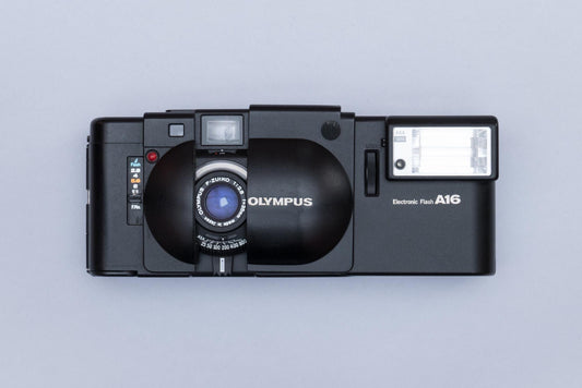 Olympus XA Compact Rangefinder Film Camera with Zuiko 2.8/35mm lens and A16 Flash