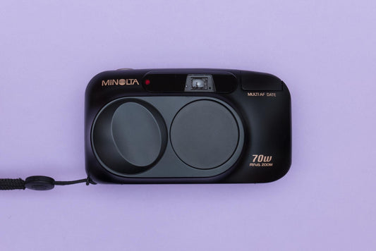 Minolta Riva Zoom 70w Compact 35mm Point and Shoot Film Camera Black