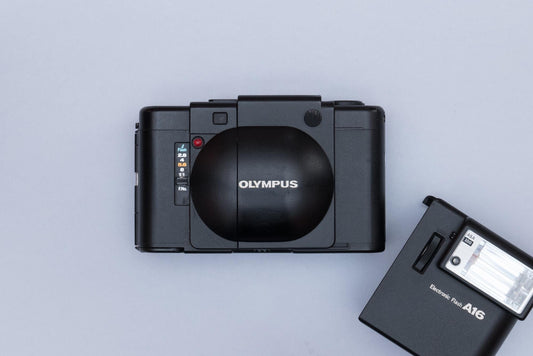 Olympus XA Compact Rangefinder Film Camera with Zuiko 2.8/35mm lens and A16 Flash