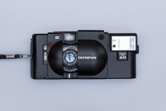 Olympus XA Compact Rangefinder Film Camera with Zuiko 2.8/35mm lens and A11 Flash