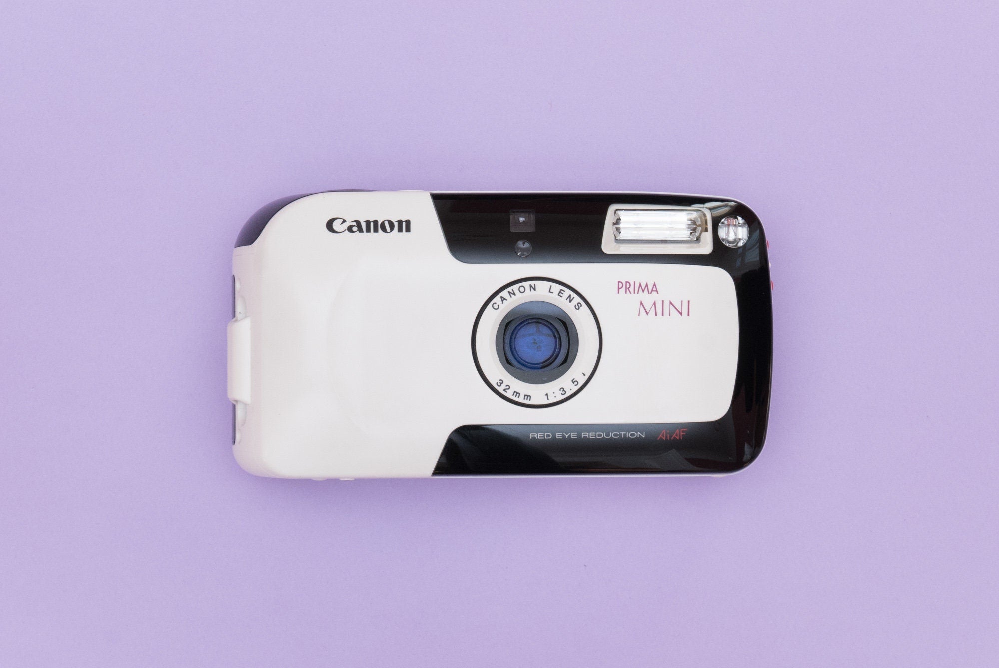 Canon Prima Mini White Compact Point and Shoot 35mm Film Camera