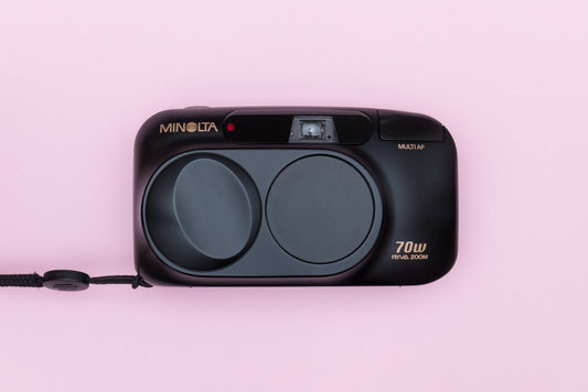 Minolta Riva Zoom 70w Compact 35mm Point and Shoot Film Camera Black